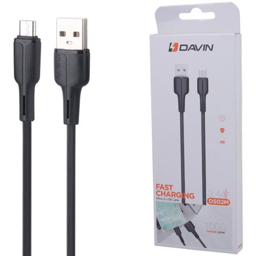 کابل میکرو یو اس بی فست شارژ 2.4 آمپر داوین DS02M طول 1 متر