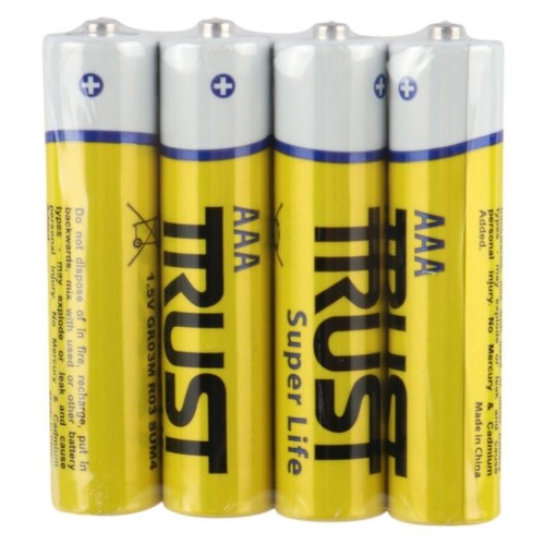 باتری چهارتایی نیم قلمی تراست Super Life R03 شرینک