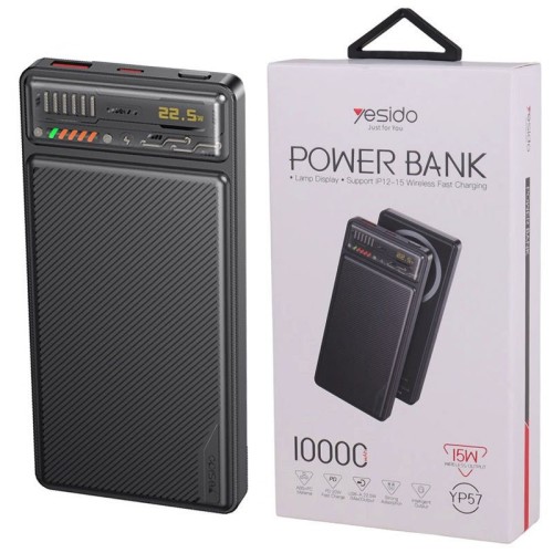 پاور بانک بی سیم فست شارژ یسیدو YP57 QC3.0 PD 22.5W ظرفیت 10000 میلی آمپر ساعت