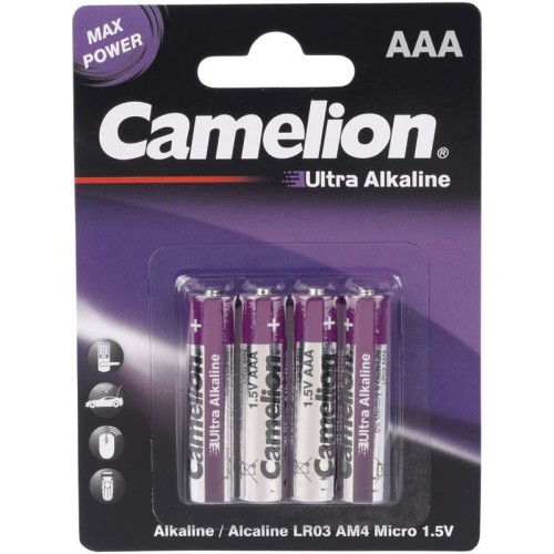 باتری چهارتایی نیم قلمی کملیون Ultra Alkaline LR03 AM4