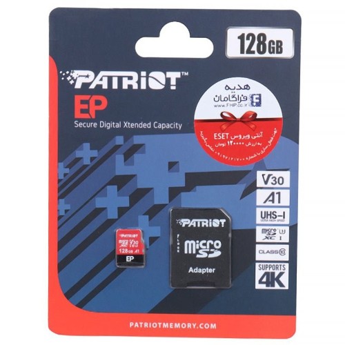 رم میکرو 128 گیگ پاتریوت Patriot EP A1 V30 U3 C10 90MB/s + خشاب