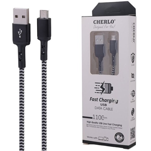 کابل میکرو یو اس بی فست شارژ 2.4 آمپر چرلو طول 1.1 متر کد 3