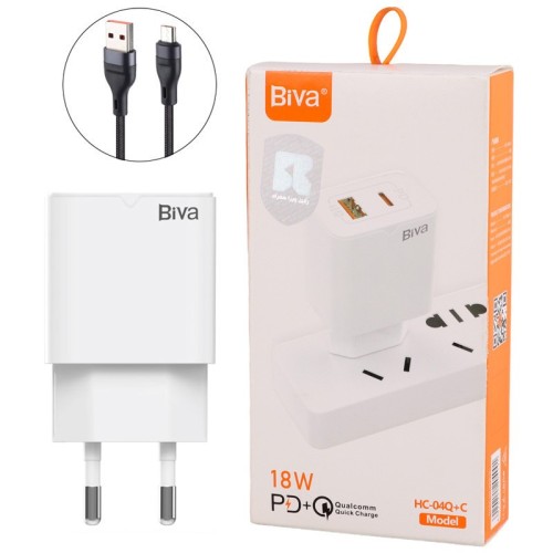 شارژر دیواری 18 وات بیوا HC-04Q-C QC3.0 PD 3A + کابل میکرو یو اس بی