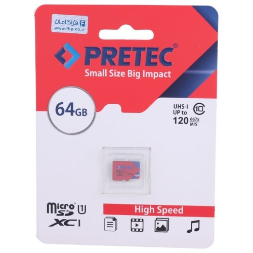 رم میکرو 64 گیگ پرتک Pretec 667X U1 C10 120MB/s